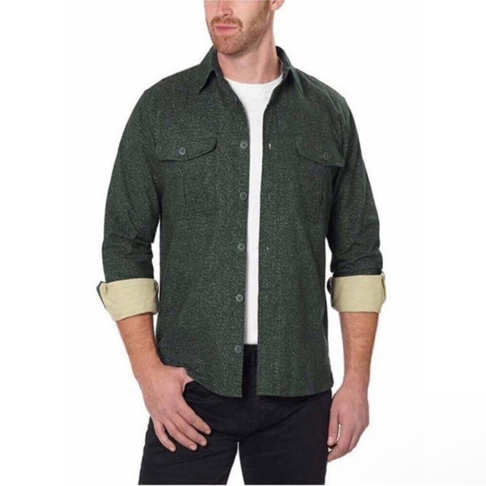Freedom Foundry Green Cotton Long Sleeve Button Down Shirt in Green Men Size XXL